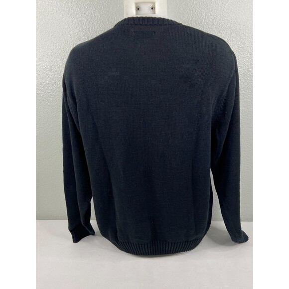 CHAPS RL Fair Isle Black Bear Sweater Mens XL 100% Cotton Knit Crewneck Pullover - Picture 6 of 9